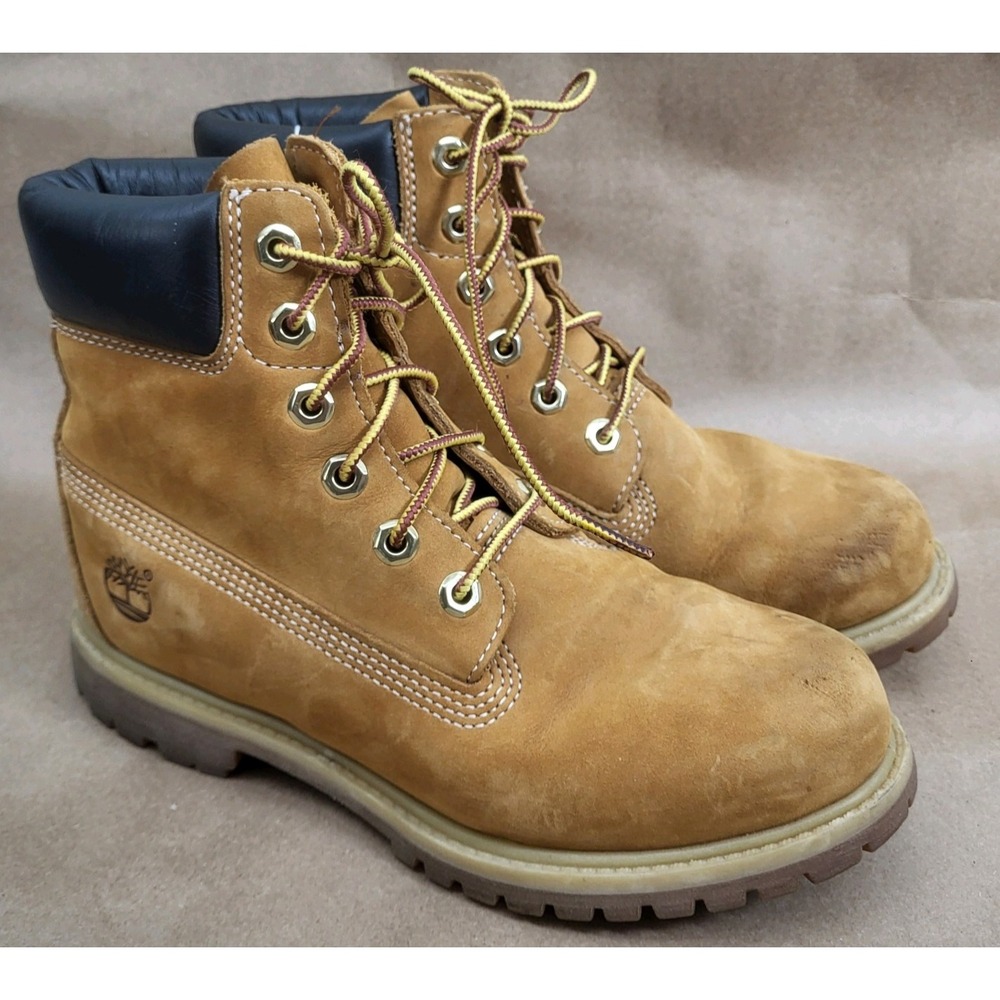 Timberland Boots Womens 7.5 M Tan 6" Leather 10361 Work Hiking Primaloft